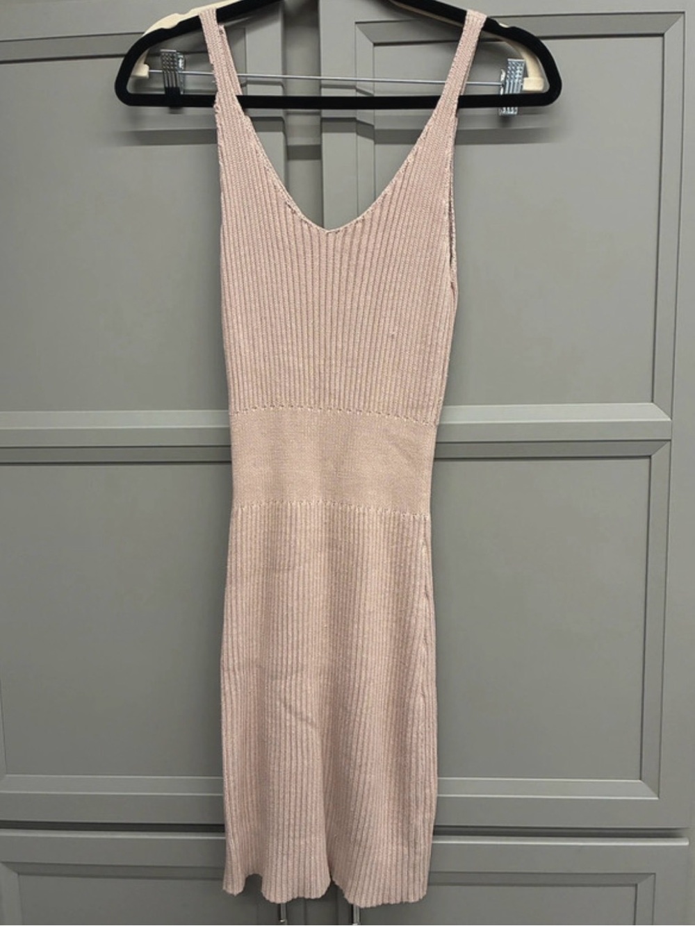 Sleeveless Ribbed Midi Dress in Light Pink